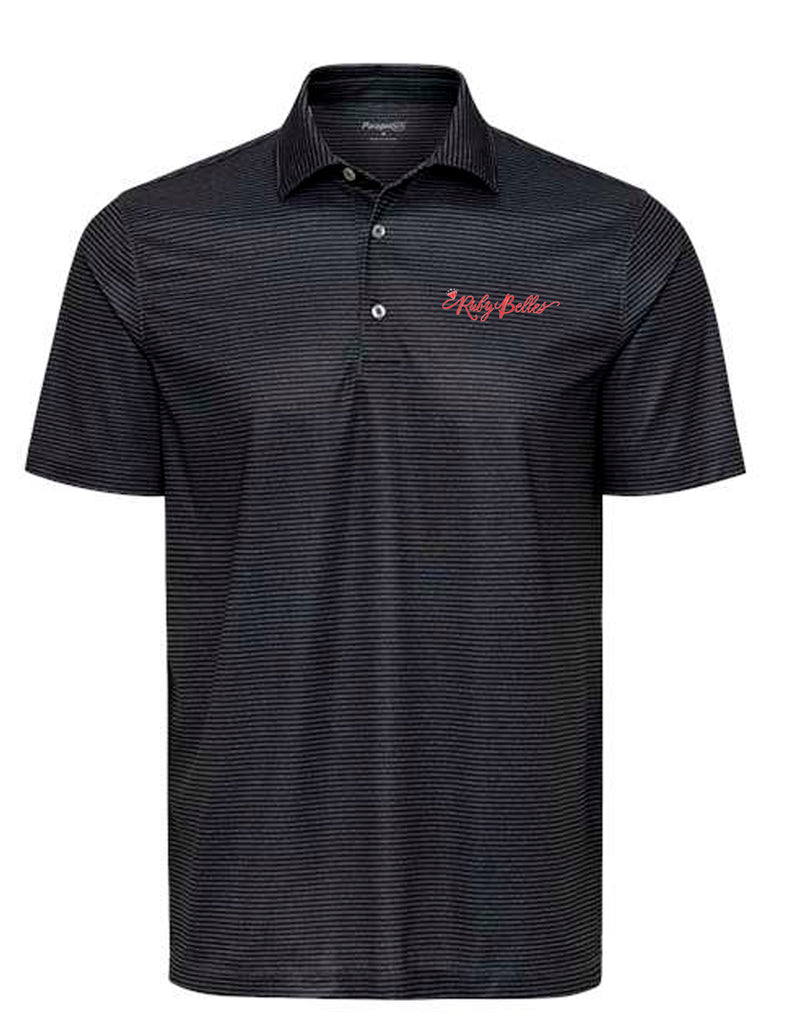 Ruby Belles Paragon Striped Black Polo w/ Embroidery