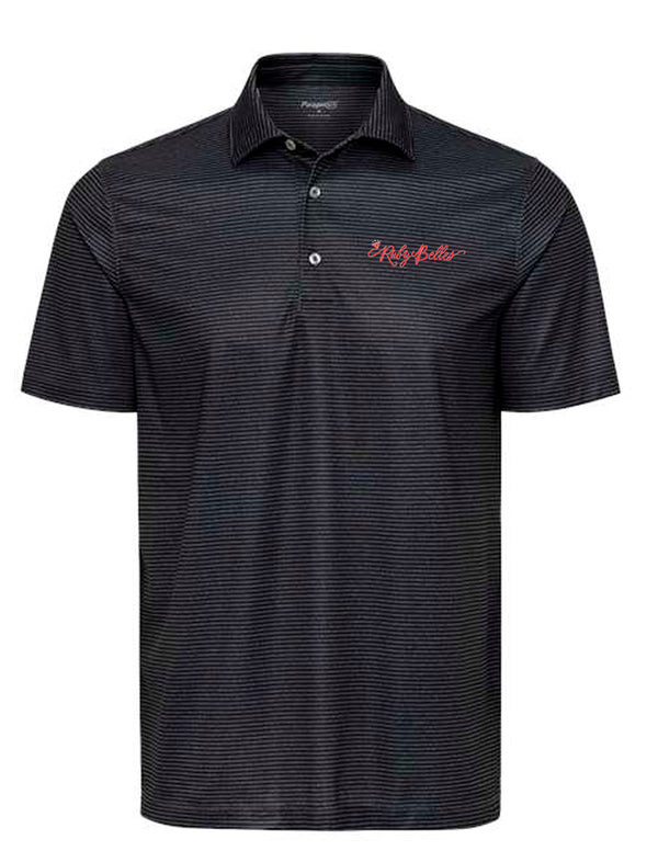 Ruby Belles Paragon Striped Black Polo w/ Embroidery