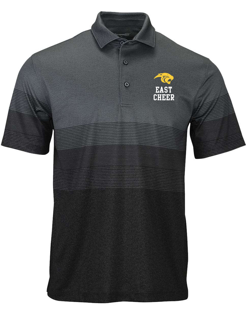 Plano East Cheer Paragon Black Ombre Stripe Polo with Embroidered Logo