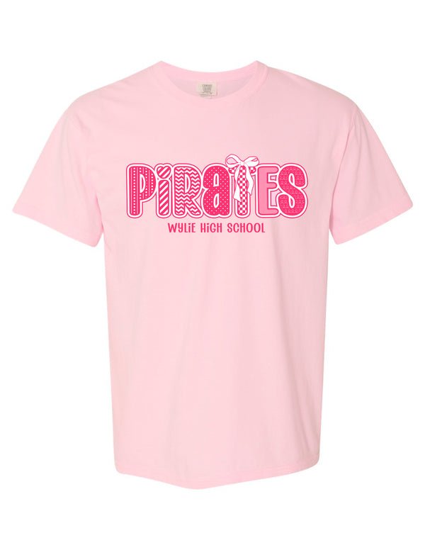 Wylie Cheer Pink Patterned Design Comfort Colors Tee
