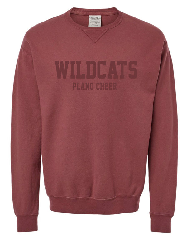 Plano Senior Cheer Cayenne Comfort Color WILDCATS Tone on Tone Crewneck with Embroidery