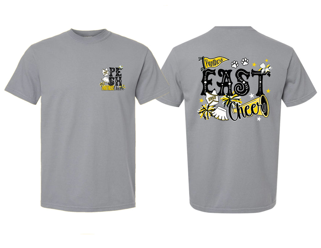 Plano East Cheer Gray Front & Back Tee