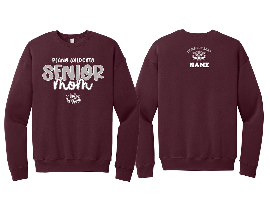 Plano Senior Cheer Maroon Bella Canvas MOM Crewneck