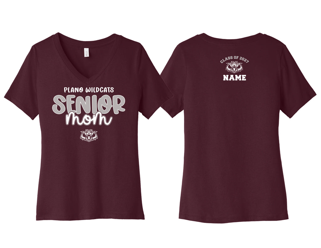 Plano Senior Cheer Maroon Bella Canvas MOM VNeck Tee