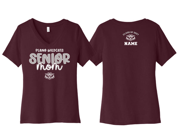 Plano Senior Cheer Maroon Bella Canvas MOM VNeck Tee