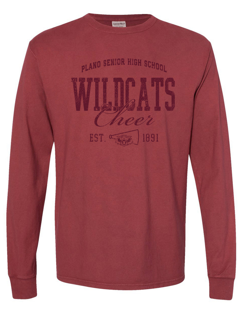 Plano Senior Cheer Cayenne Monochromatic Comfort Wash Long Sleeve Tee