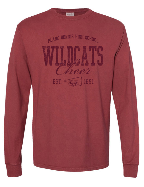Plano Senior Cheer Cayenne Monochromatic Comfort Wash Long Sleeve Tee