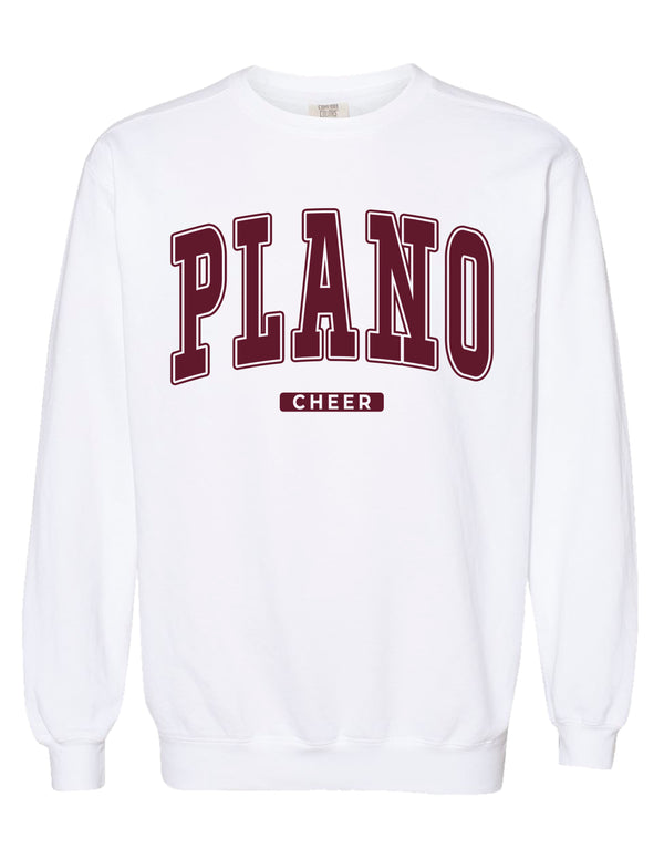 Plano Senior Cheer White Comfort Color Crewneck (With or Without CHEER)