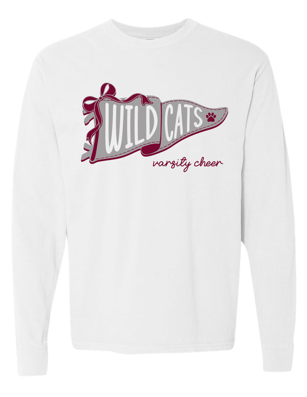 Plano Senior Cheer White Comfort Color Pennant Long Sleeve Tee