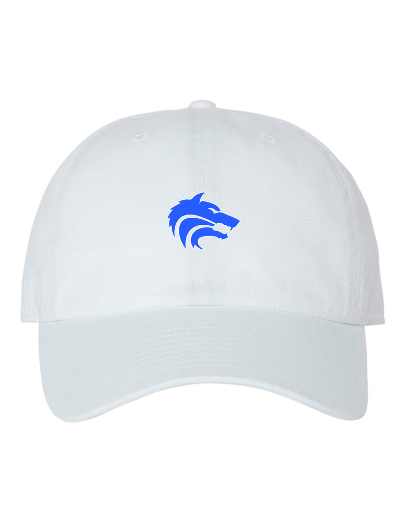 Plano West 47 White Clean Up Dad Hat with Small Blue Logo