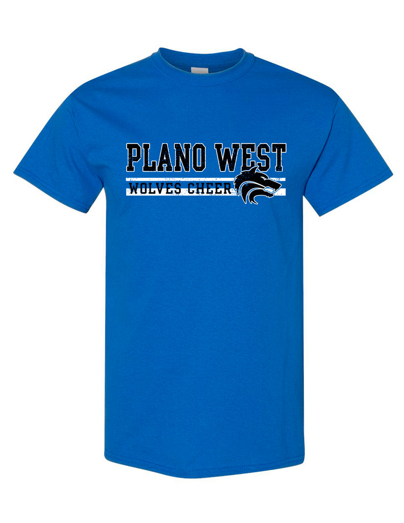 Plano West Cheer Royal Blue Stripe Gildan Tee