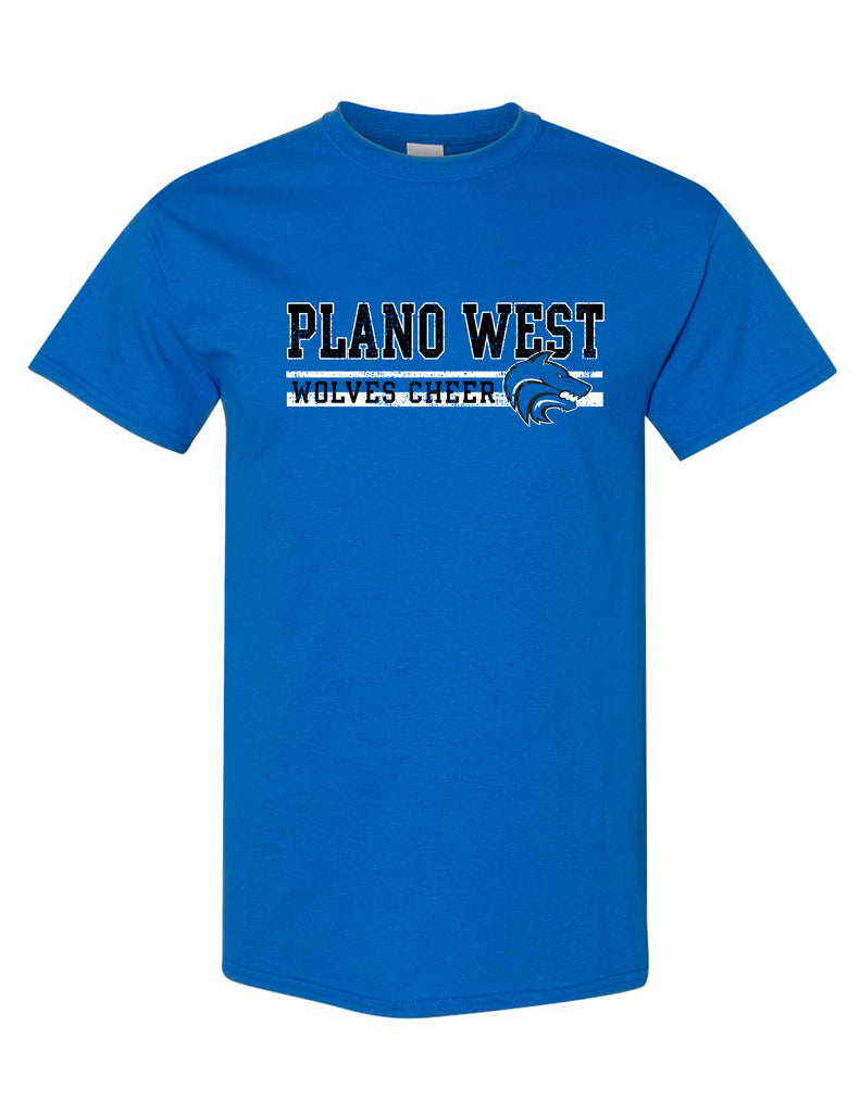 Plano West Cheer Royal Blue Stripe Gildan Tee