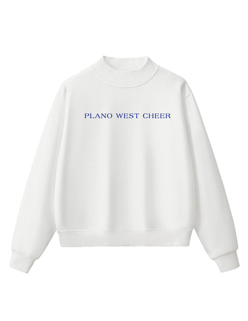 Plano West Cheer White Seaside Embroidered White OVERSIZED Mock Neck