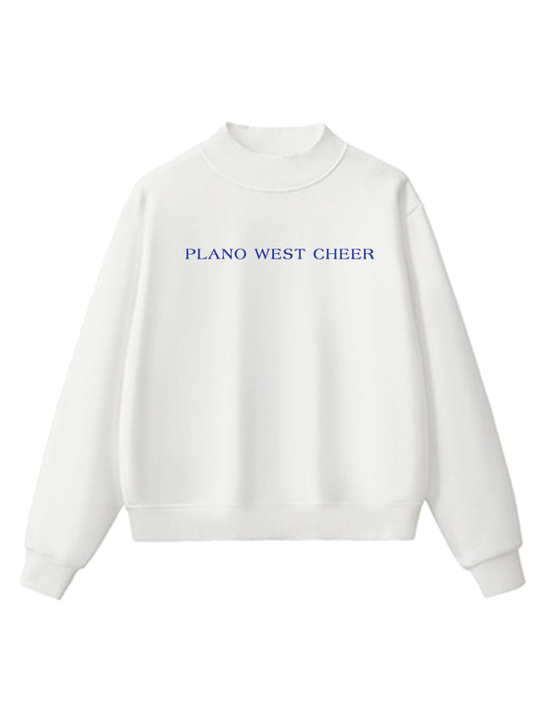 Plano West Cheer White Seaside Embroidered White OVERSIZED Mock Neck