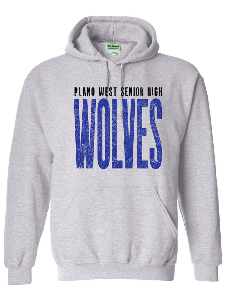 Plano West Distressed Tall Gildan Ash Hoodie