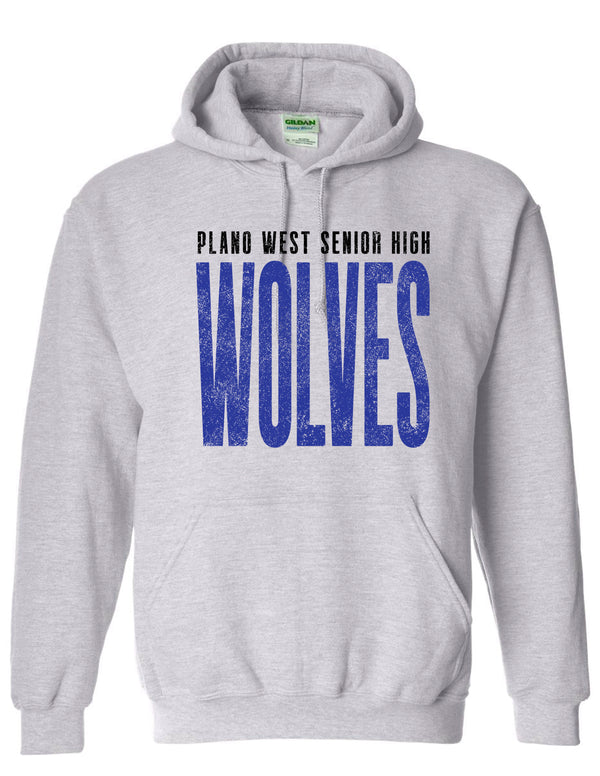 Plano West Distressed Tall Gildan Ash Hoodie