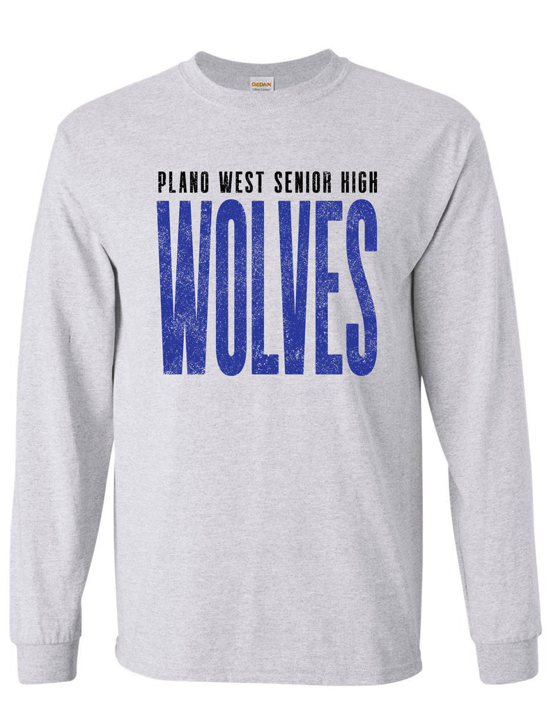 Plano West Distressed Tall Gildan Ash Longsleeve