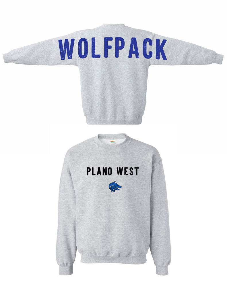 Plano West Cheer Oversized Wolfpack Back Crewneck Sweatshirt