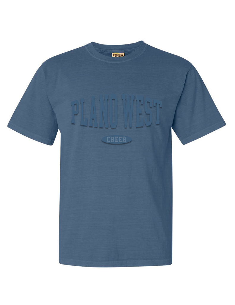 Plano West Puffy Print Daily Drills Inspired Comfort Colors Blue Jean Tee