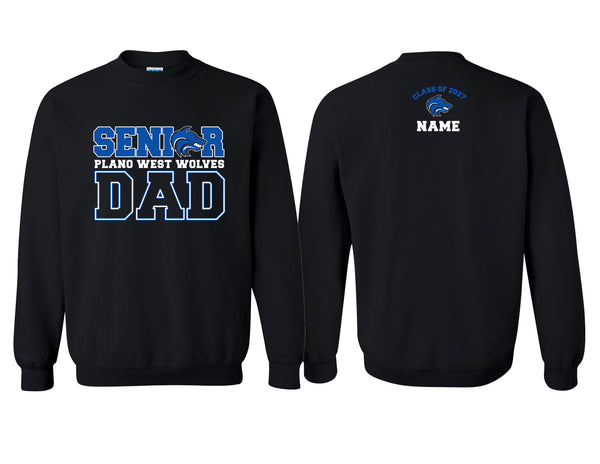 Plano West Senior Dad Black Crewneck with Personalization