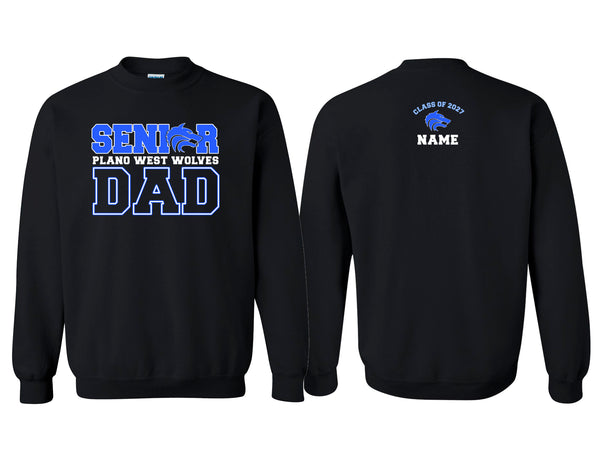 Plano West Senior Dad Black Crewneck with Personalization