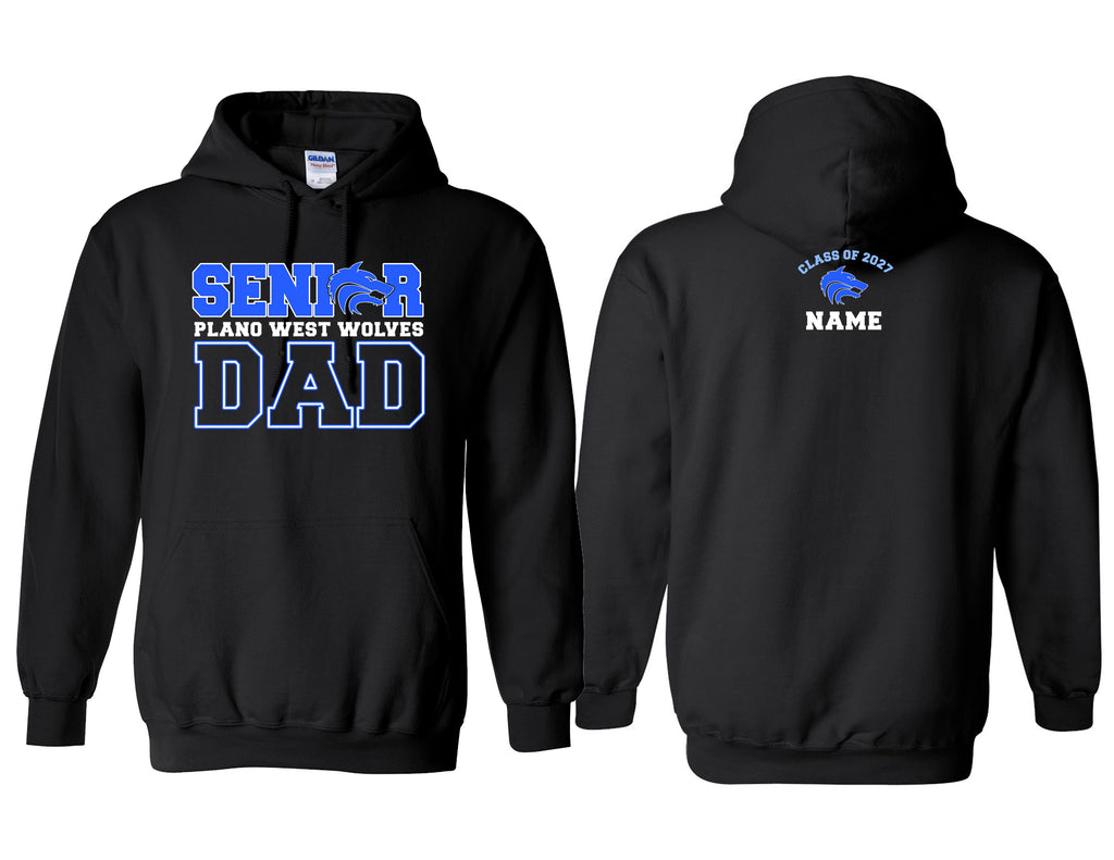 Plano West Senior Dad Black Hoodie with Personalization