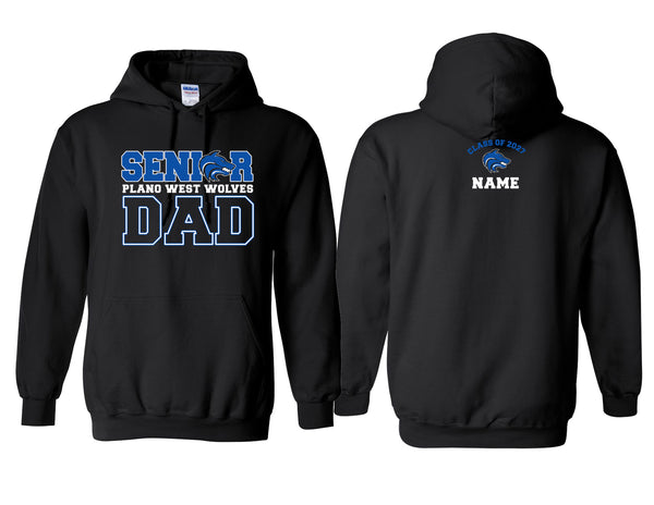 Plano West Senior Dad Black Hoodie with Personalization