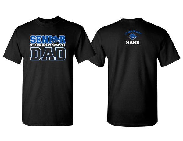 Plano West Senior Dad Black Tee with Personalization
