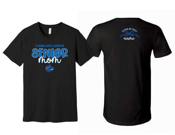 Plano West Senior Mom Bella Black Tee with Personalization