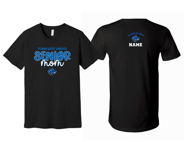 Plano West Senior Mom Bella Black Tee with Personalization