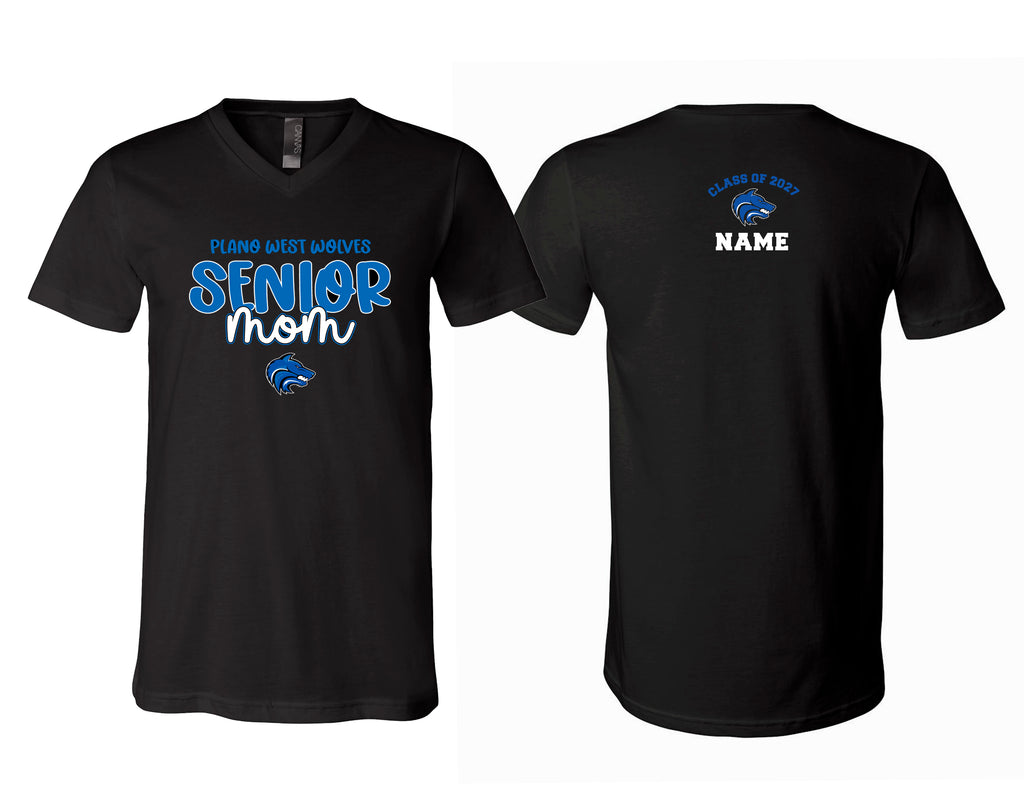 Plano West Senior Mom Bella Black VNeck with Personalization