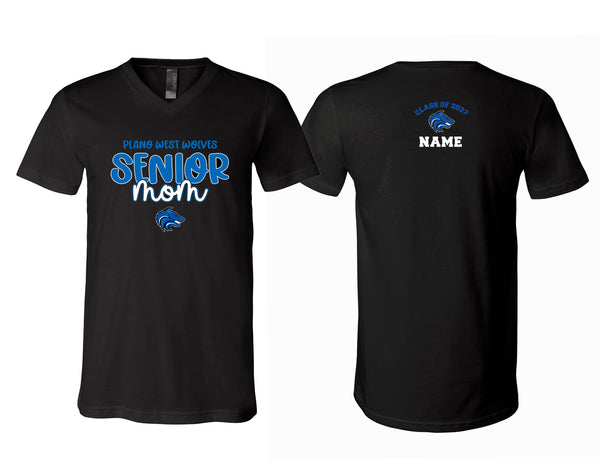 Plano West Senior Mom Bella Black VNeck with Personalization