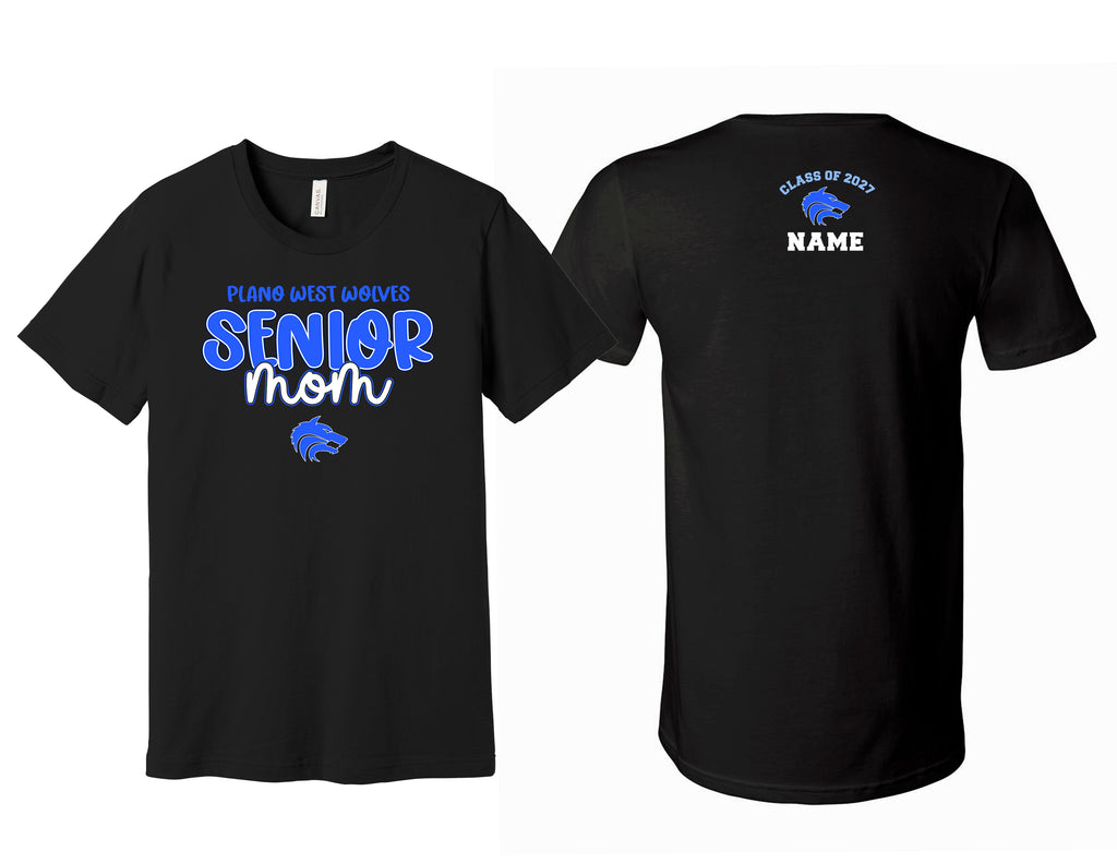 Plano West Senior Mom Bella Black Tee with Personalization