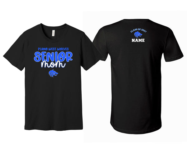 Plano West Senior Mom Bella Black Tee with Personalization