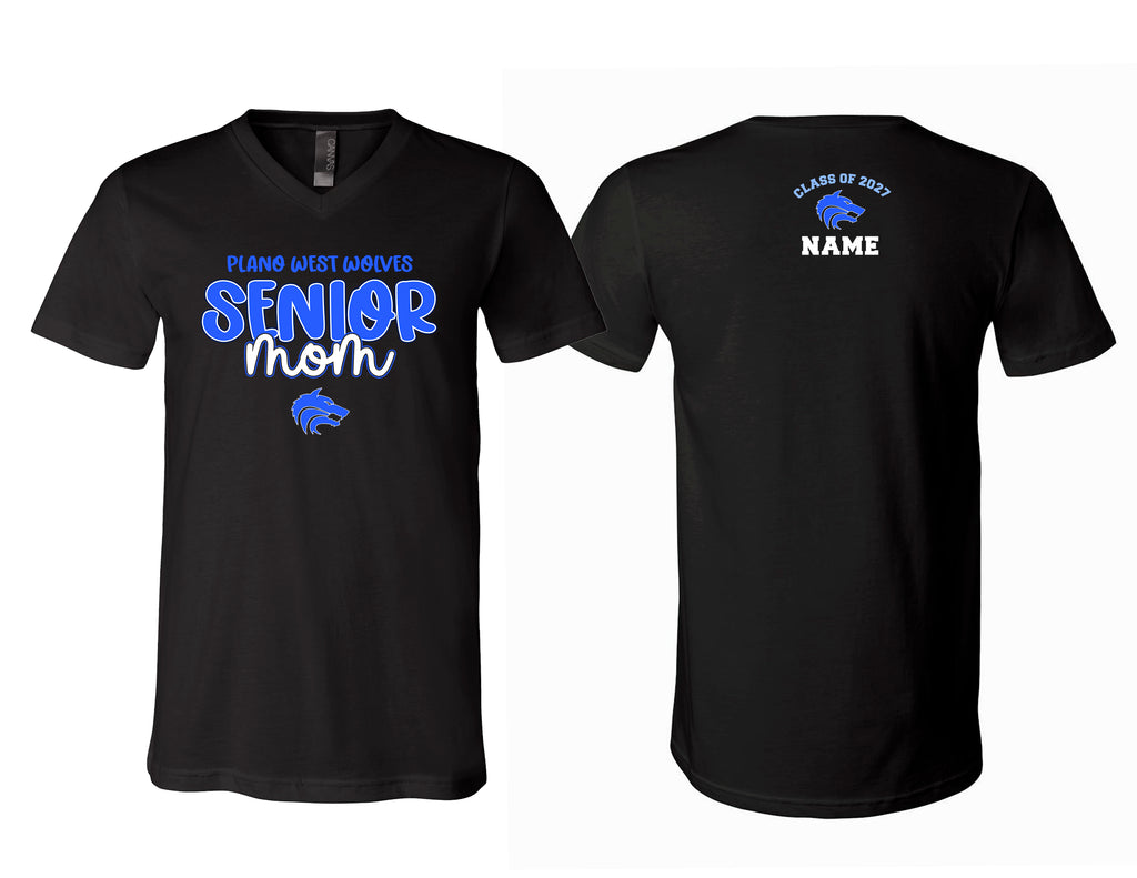 Plano West Senior Mom Bella Black VNeck with Personalization