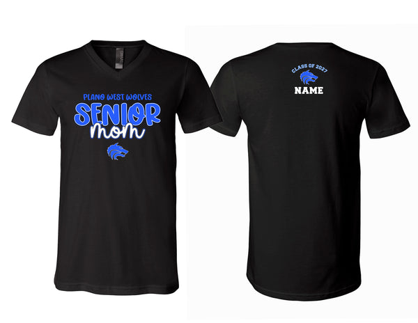 Plano West Senior Mom Bella Black VNeck with Personalization