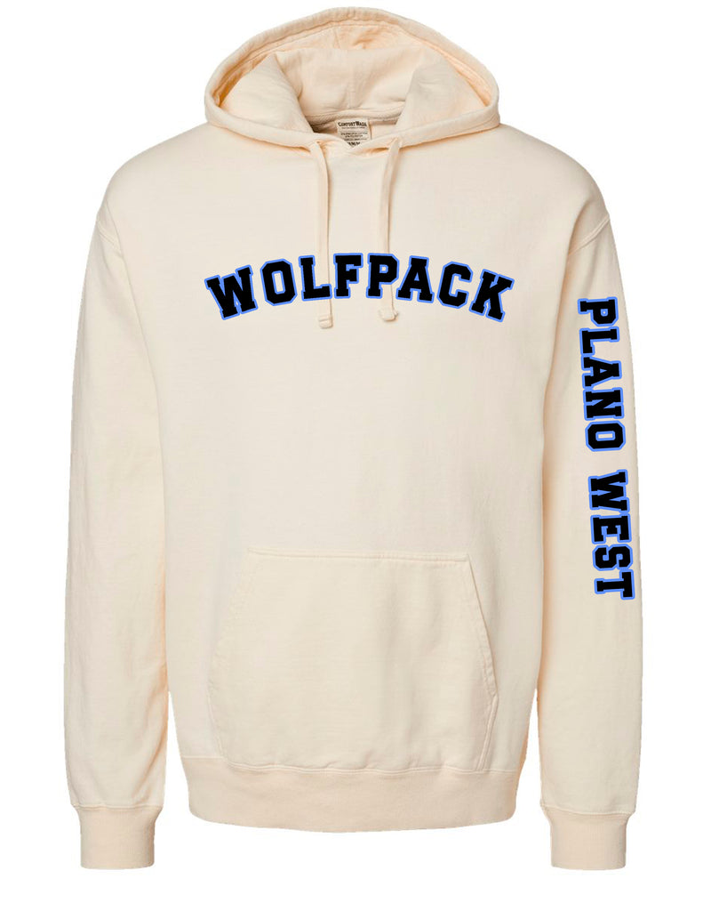 Plano West Cheer WOLFPACK Comfort Wash Parchment Sleeve Print Hoodie