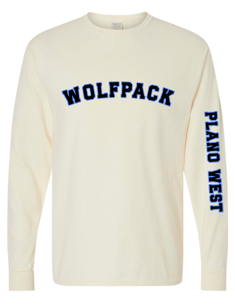 Plano West Cheer WOLFPACK Comfort Wash Parchment Sleeve Print Longsleeve