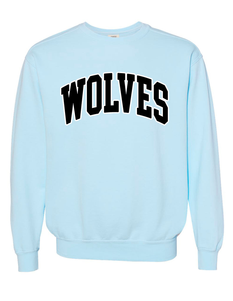 Plano West WOLVES Applique Black CC Chambray Crewneck