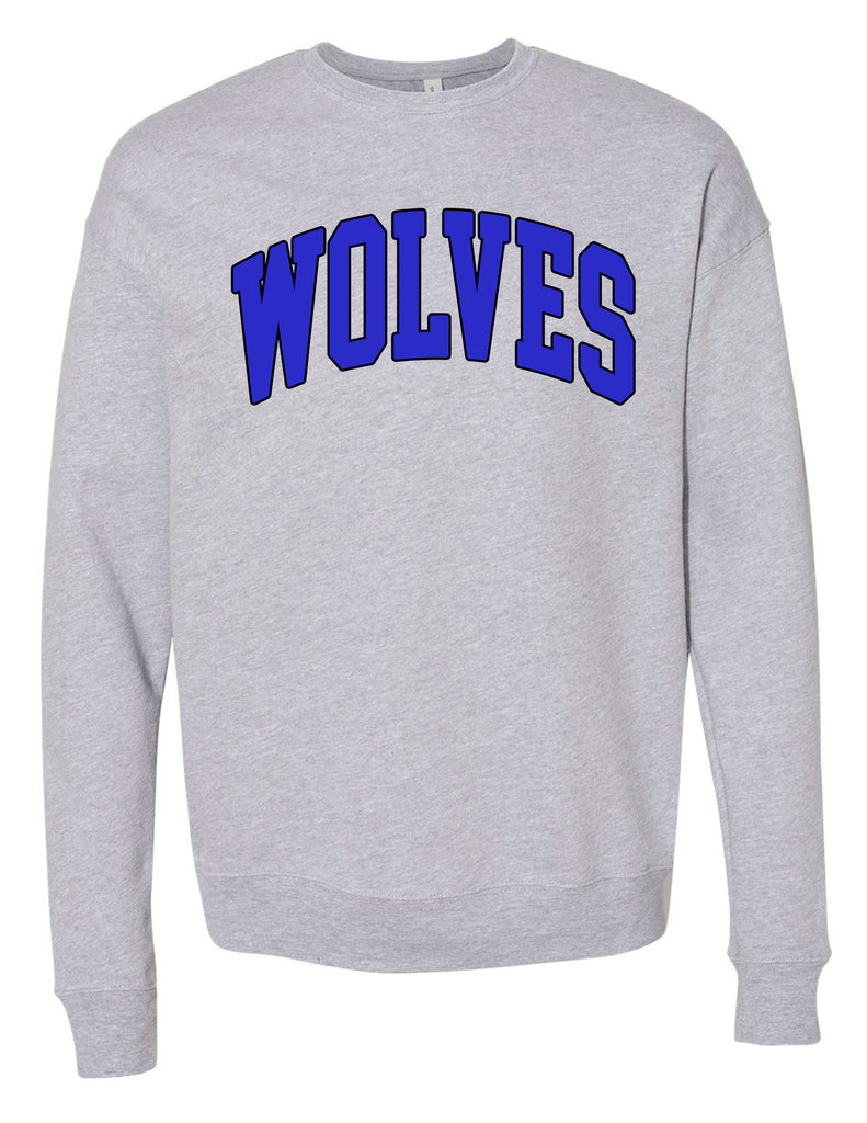 Plano West WOLVES Gray Bella Crewneck with Blue Applique