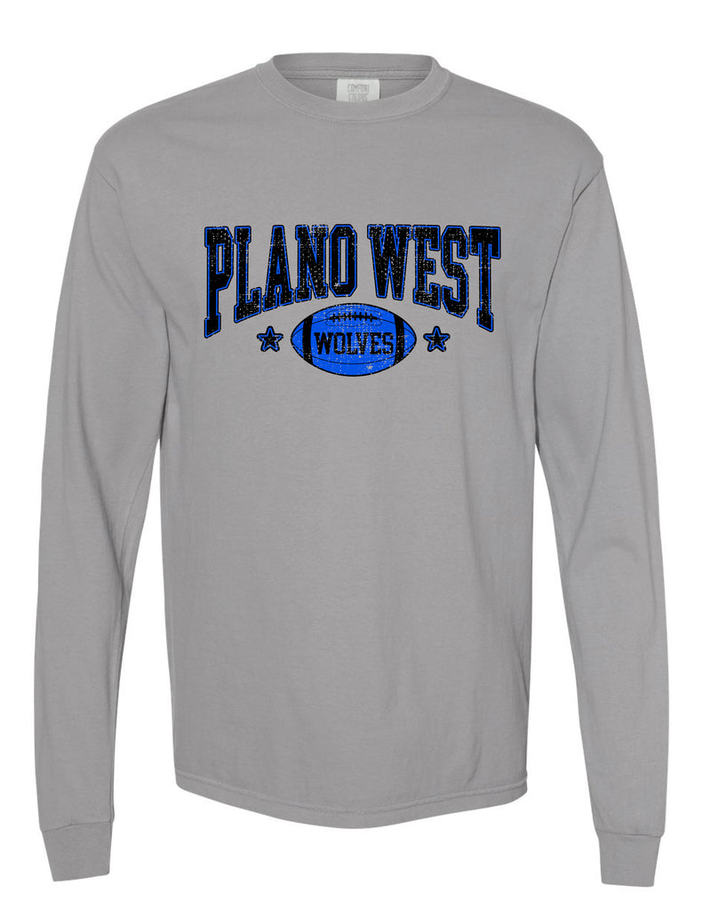 Plano West Cheer Comfort Colors Granite Ball Long Sleeve Tee
