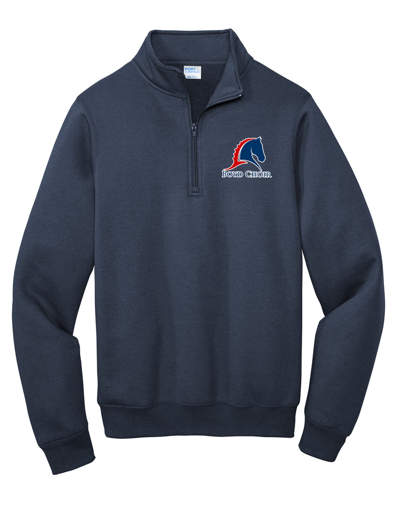Boyd Choir Port & Co. Navy Quarter Zip Sweatshirt with Embroidered Logo