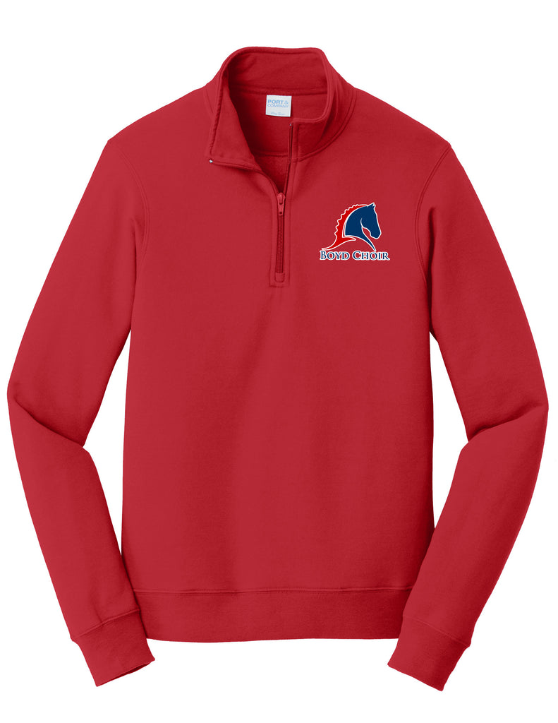 Boyd Choir Port & Co. Red Quarter Zip Sweatshirt with Embroidered Logo