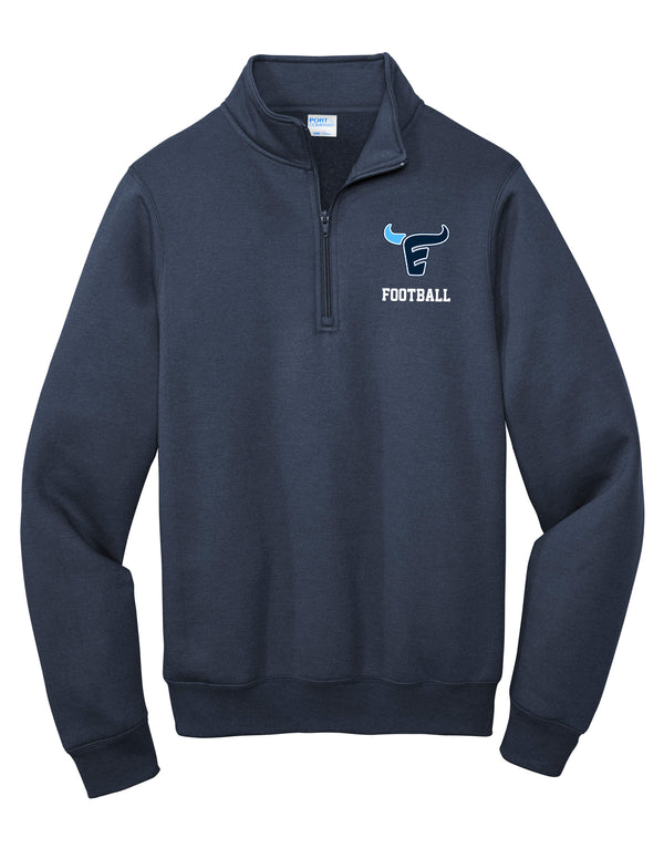 Emerson Football Port & Co Navy Quarter Zip Sweatshirt