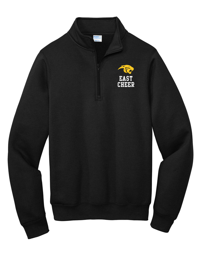 Plano East Cheer Port & Co Black Qtr Zip Sweatshirt with Embroidered Logo