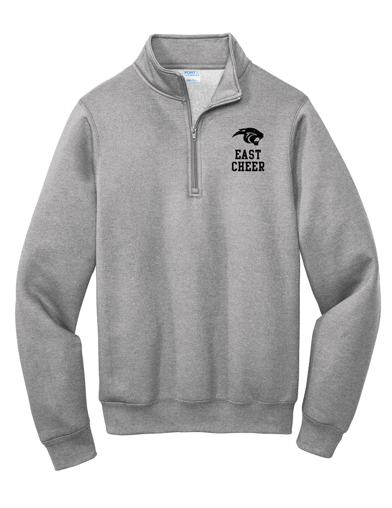 Plano East Cheer Port & Co Gray Heather Qtr Zip Sweatshirt with Embroidered Logo