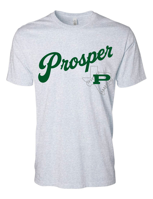 Prosper Baseball Script Logo Oversized Print Ash Gray Independent Trading Tee