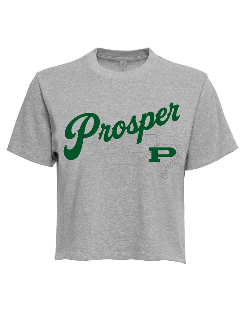 Prosper Baseball Script Logo Oversized Print Ash Gray Next Level Boxy Tee