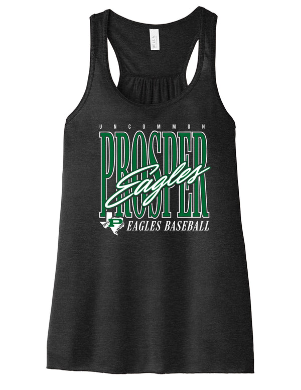 Prosper Baseball Tall Script Heather Black Bella Flowy Racerback Tank