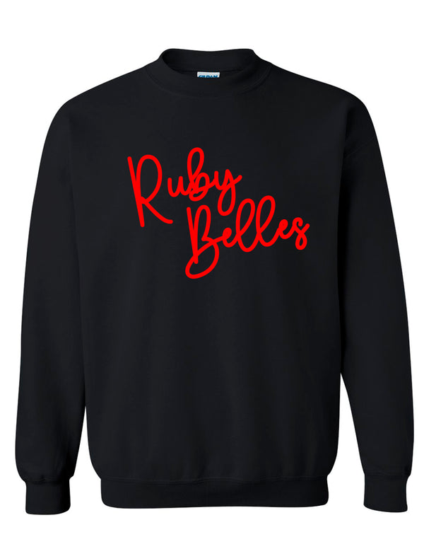 Ruby Belles Gildan Puffy Embroidery Crewneck Sweatshirt Black